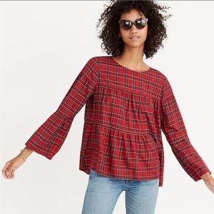 Pristine condition! Madewell Tiered Plaid Button Back Top - Sz M